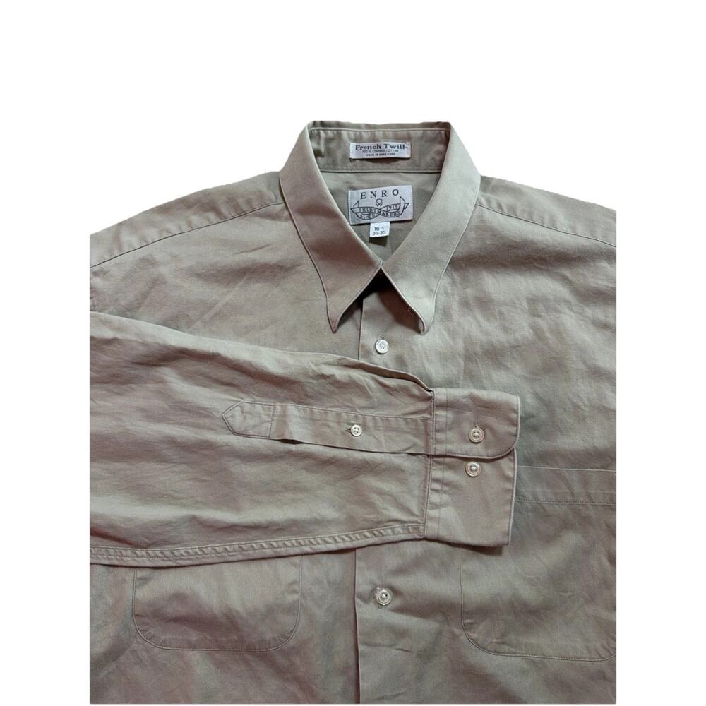Vintage ENRO French Twill Men's Beige Button Down Shirt M